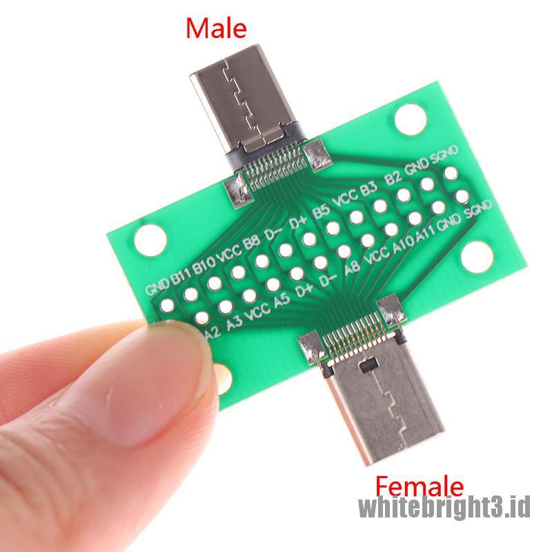 &lt; White3 &gt; Adapter Konektor PCB Board 24 + 2P USB 3.1 Tipe-C Male Female 2.54mm