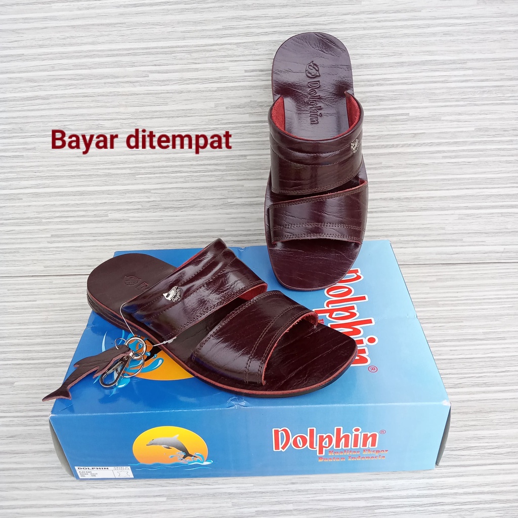 dolphin sandal slide d.05 kulit asli original sandal kulit asli pria dolphin kulit sapi original san