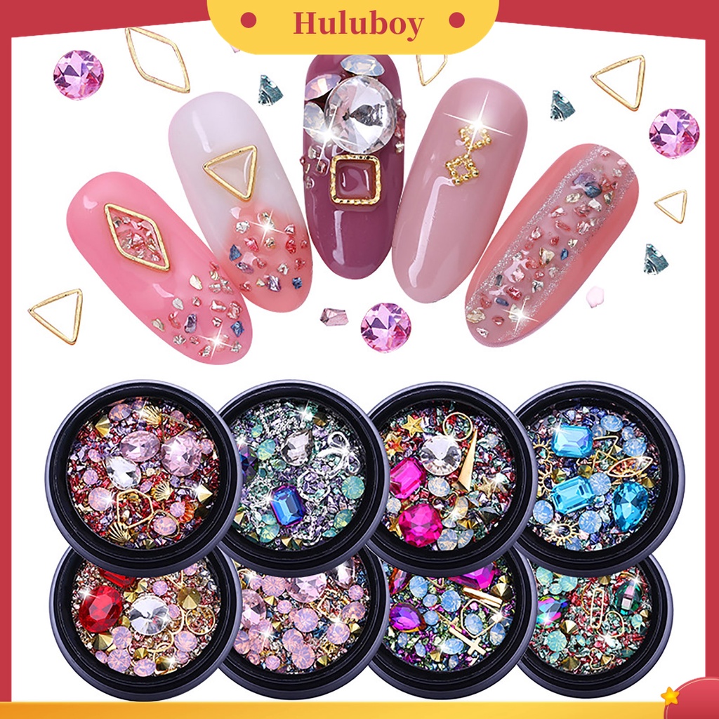 Huluboy Huluboy♡ Patch Sequin Glitter Berlian Imitasi Hollow Campur Untuk Dekorasi Manicurenail Art DIY