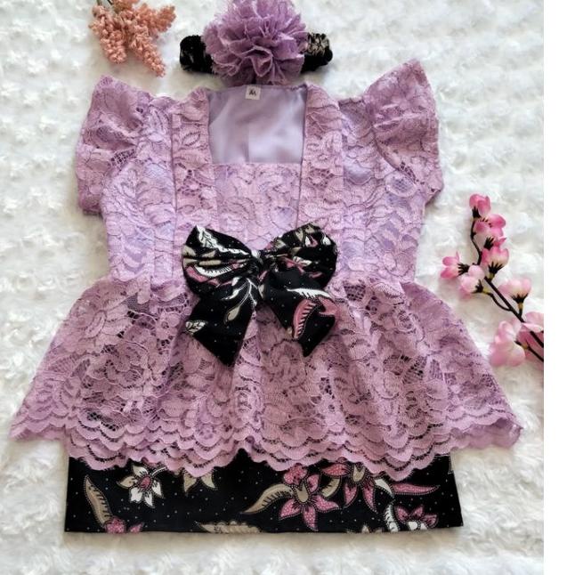 ↳ KEBAYA BAYI / KEBAYA ANAK PEREMPUAN / SETELAN KEBAYA ANAK UNGU LILAC ㅮ