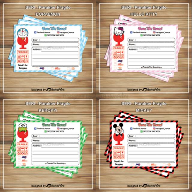 

Stiker label pengiriman online/offline shop Seri - Karakter Fragile