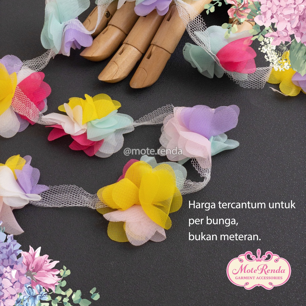 Renda bunga frill, lebar 6cm (harga per bunga) kode 5AMN50