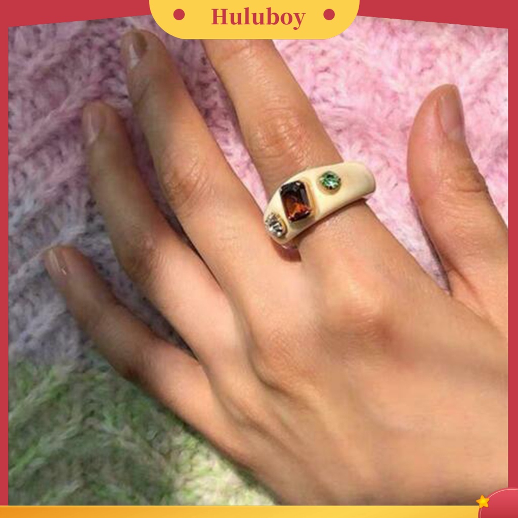 Hu Hu Hu Hu Hu Alat Bantu Pasang Kacamata♡ Cincin Wanita Bahan Akrilik Hias Berlian Imitasi Untuk Pesta / Hadiah