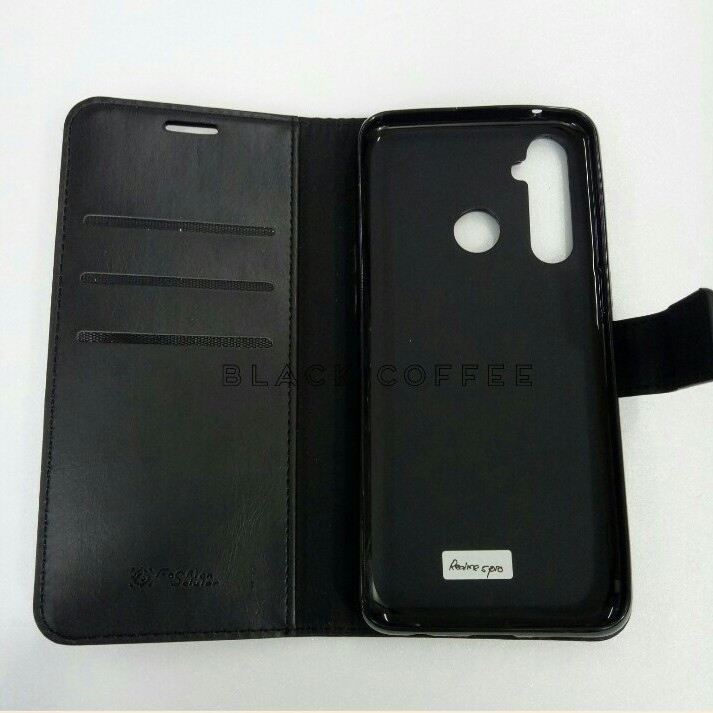 sarung buku kulit realme 5 pro LEATHER CASE FASHION realme