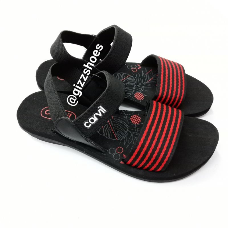 Sandal Gunung Sepatu Sandal Tali Wanita Perempuan Cewe Carvil Vivien Alfira Hitam Merah Abu Coklat R