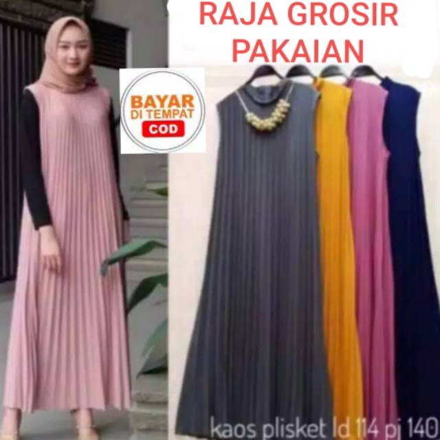 LONG DRESS PLISKET TRANDY MURAH / GAMIS PLISKET