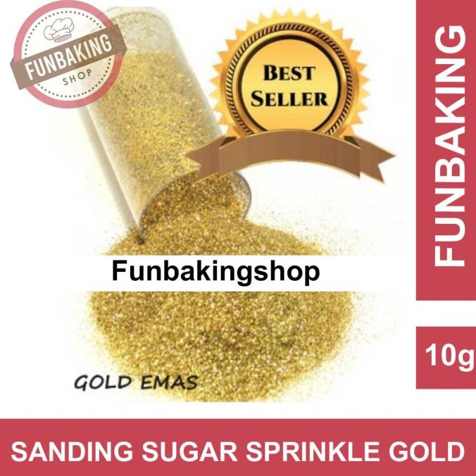 

FunBaking - 10GR SANDING SUGAR GOLD SPRINKLES EDIBLE SPRINKLE EMAS EKSLUSIF Kode 908