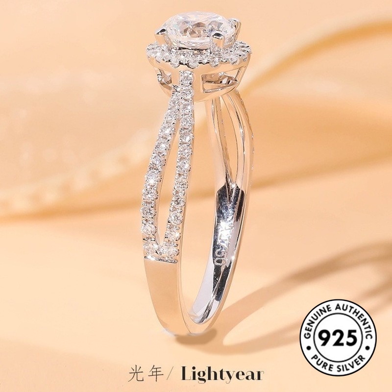 Cincin Berlian Bahan S925 Silver Untuk Wanita