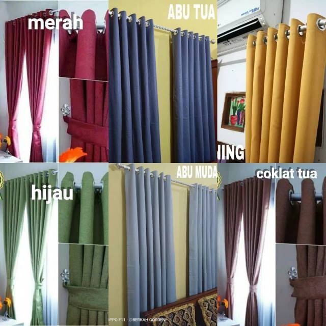 GORDEN BLACKOUT POLOS ABU TUA ABU MUDA MARUN MOCCA KUNING PINK HIJAU COKLAT SMOKRING UKURAN 100×200