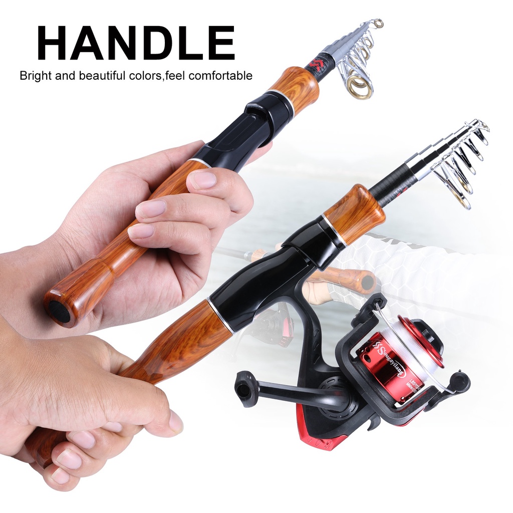 Sougayilang 1.8M Joran Pancing Reel Pancing Set EVA Handle Teleskopik Portabel Fishing Rod Spinning Reel dengan Pancing Lure Aksesoris