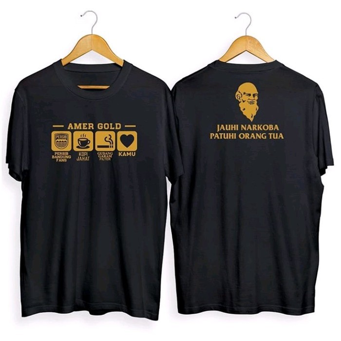 Kaos Baju Obral Combed 30S Distro AMER GOLD PERSiB ORANG TUA polos
