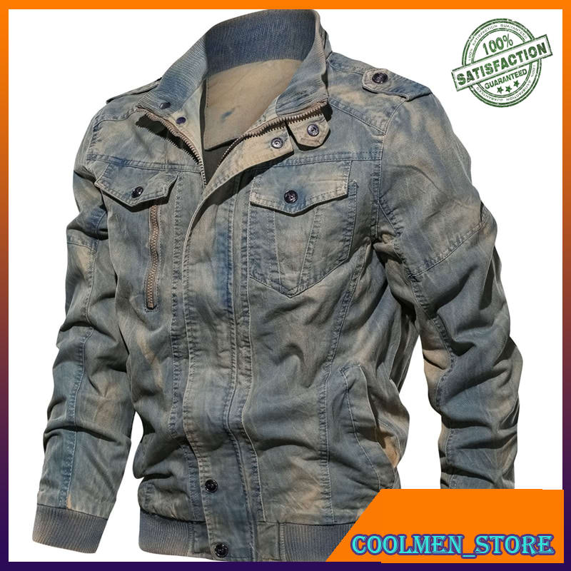 Jaket Parka Pria Original Import 2020 New Jacket Men Streetwear Washed Cotton Casual Military