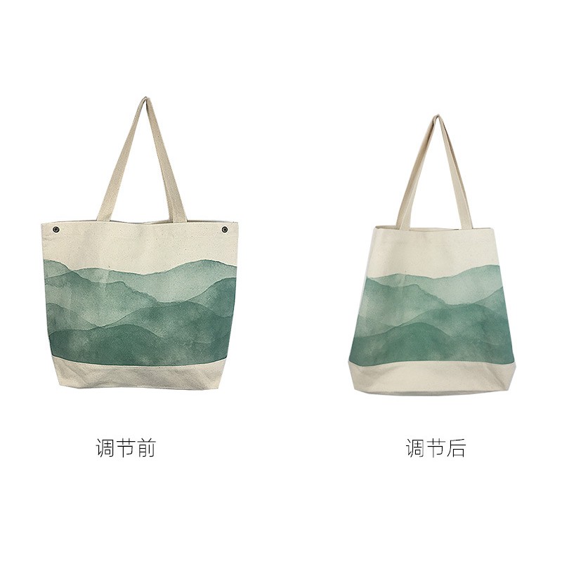 TC-11 tas canvas tote bag wanita import korea jepang simple besar watercolor