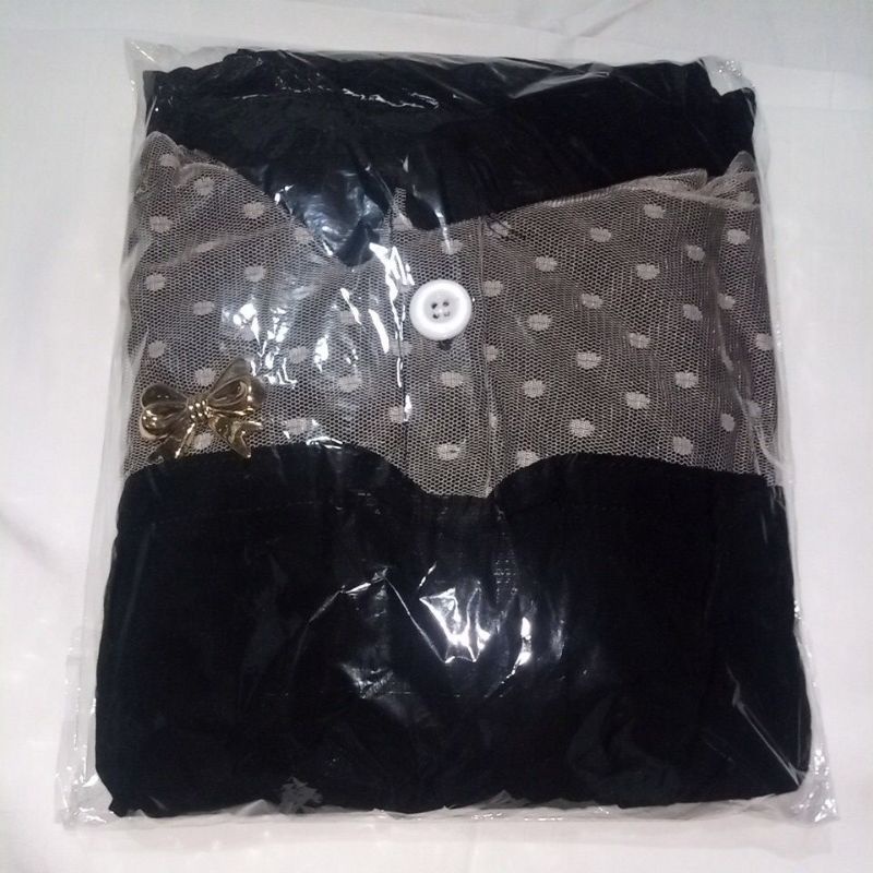 DASTER ARAB ZEMA | RAYON SUPER GRADE A | RESLETING DEPAN BUSUI | RENDA MILO-Dotty hitam