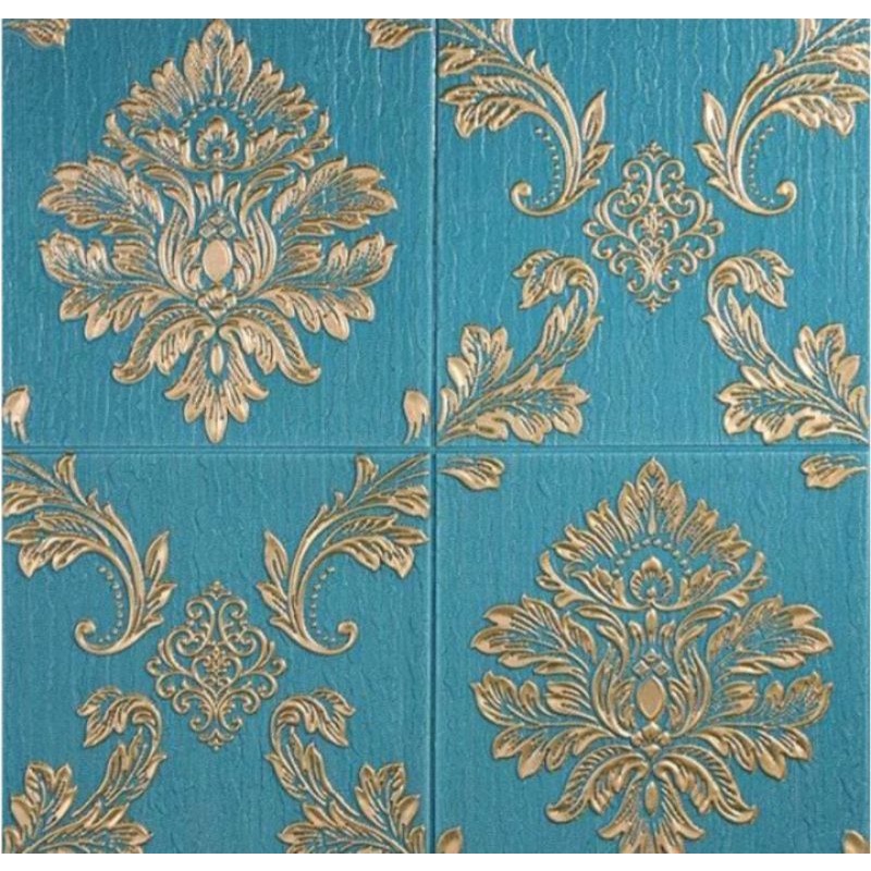 Wallpaper Foam Alumunium 3D 70x70cm Motif Batik / Wallpaper Sultan 70x70cm-Sultan tosca