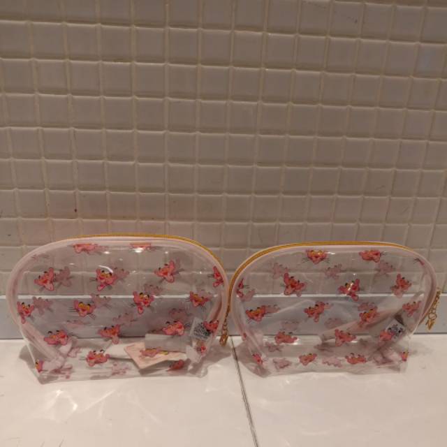 Miniso cosmetic bag transparant pink panther
