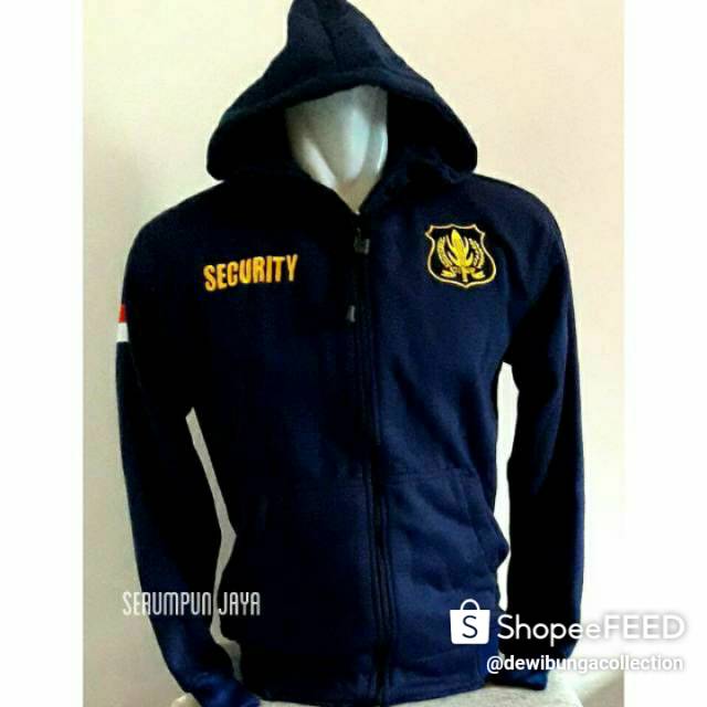 JAKET SECURITY NAVY - SWEATER SECURITY NAVY LOGO KUNING - HOODIE ZIPPER SECURITY BORDIR