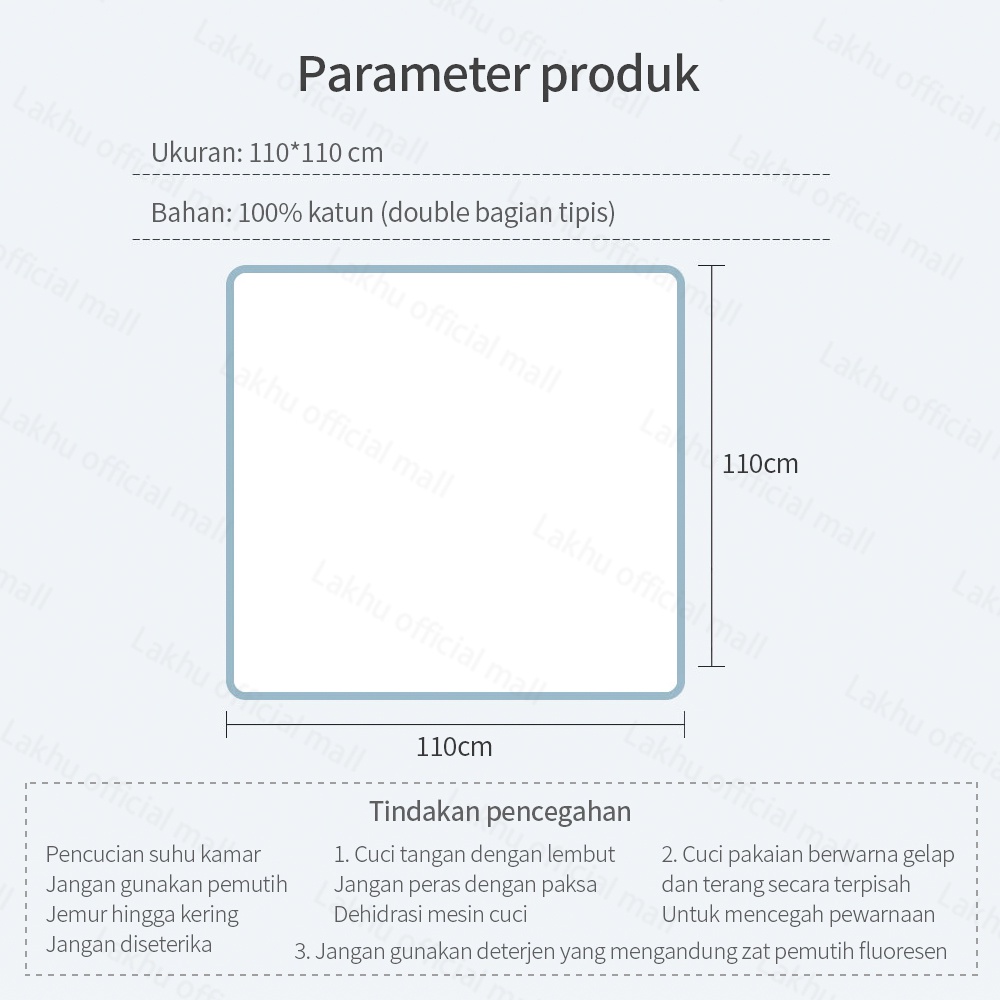 Lakhu 110*110cm selimut bayi anak sprei bedong bayi muslin swaddle /selimut bayi muslin