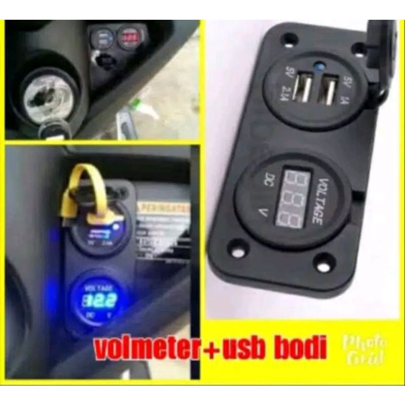 Volt meter USB plus changer hp Led