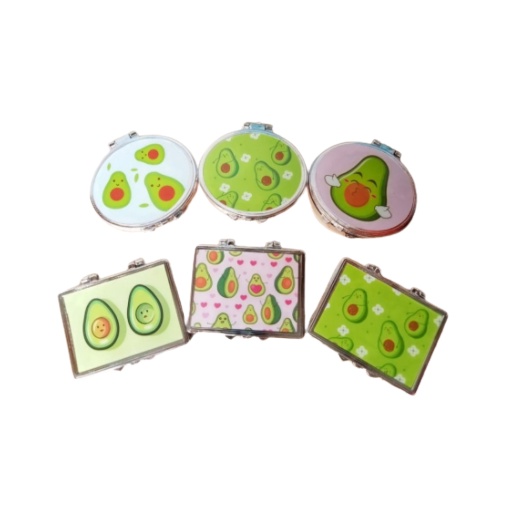 1ps Cermin make up kecil motif buah ( bulat / kotak )