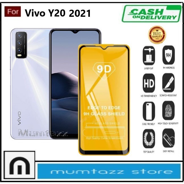 Promo Tempered Glass Warna Hp Vivo Y20 2021 Anti Gores Kaca Full Layar Full Glue Skin Protector Peli