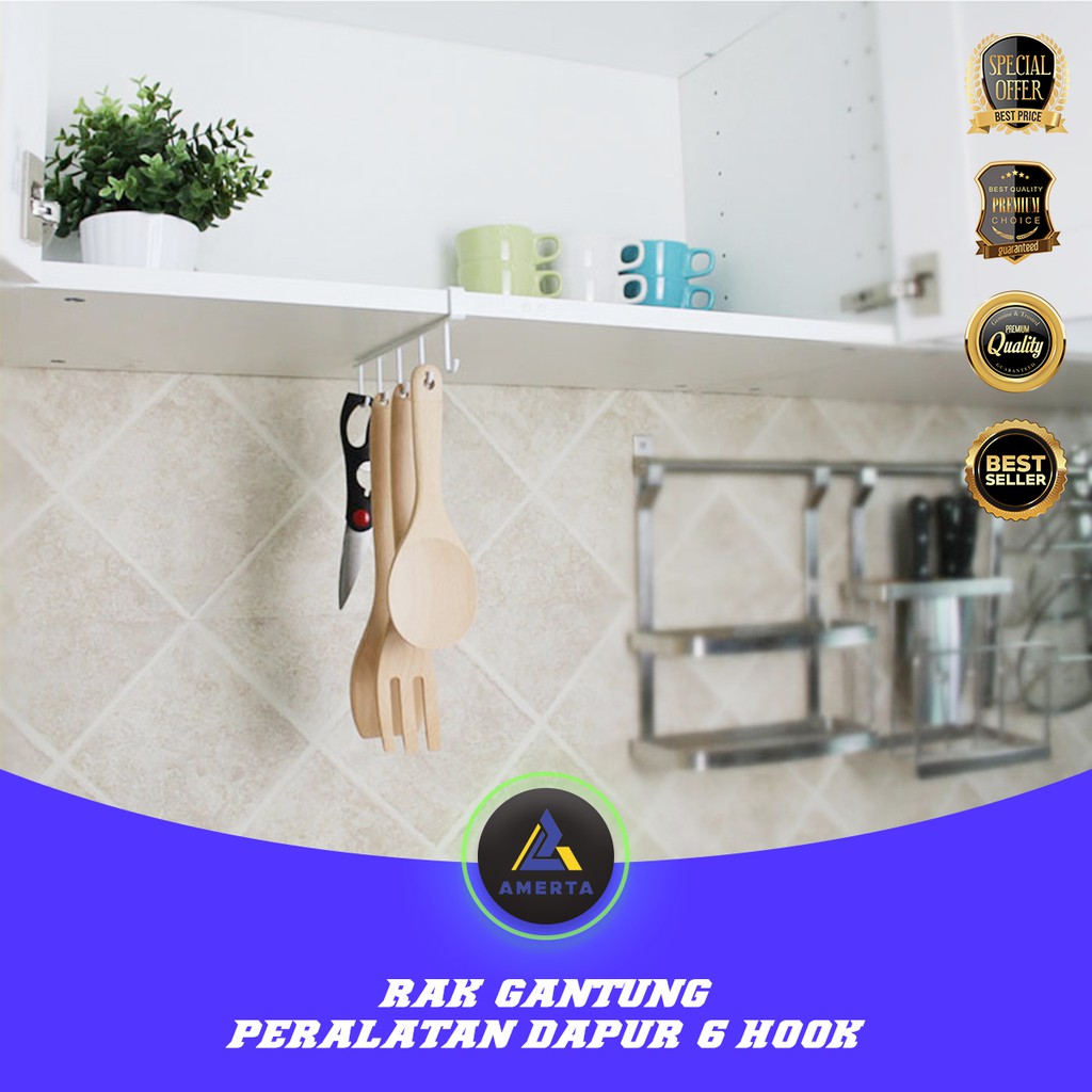 Rak Gantung Peralatan Dapur 6 Hook - 2137 - White