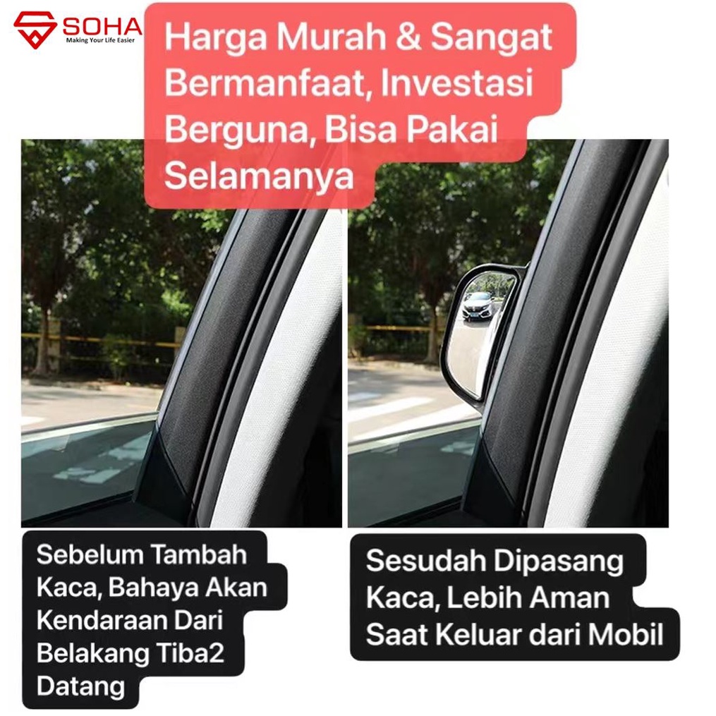 AM-19 Spion Pintu Blind Spot Mobil Cermin Kaca Samping Tambahan Baris Tengah Titik buta mobil sudut lebar Adjustable Wide View Jangkauan Luas ACP-200