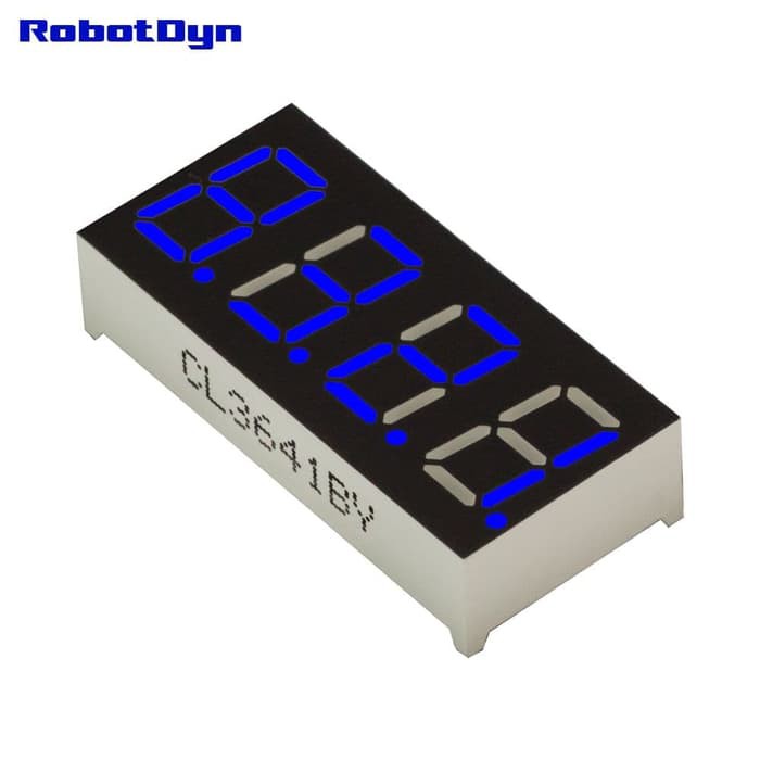 BLUE 4-Digit Decimal Seven Segment 0.36" Common Anode LED Segmen Biru