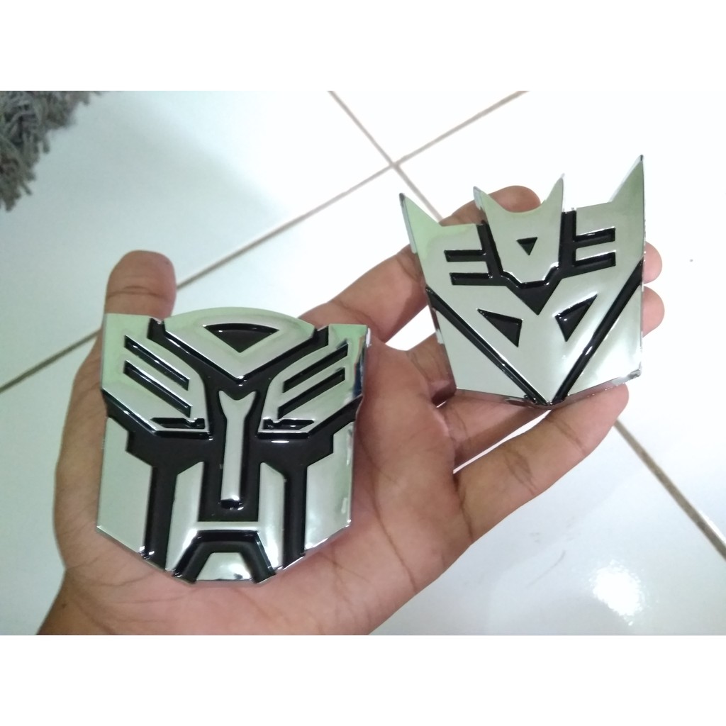 SATU PAKET Emblem Transformers AUTOBOTS dan DECEPTICON Chrome Logo Robot Transformer Chrom