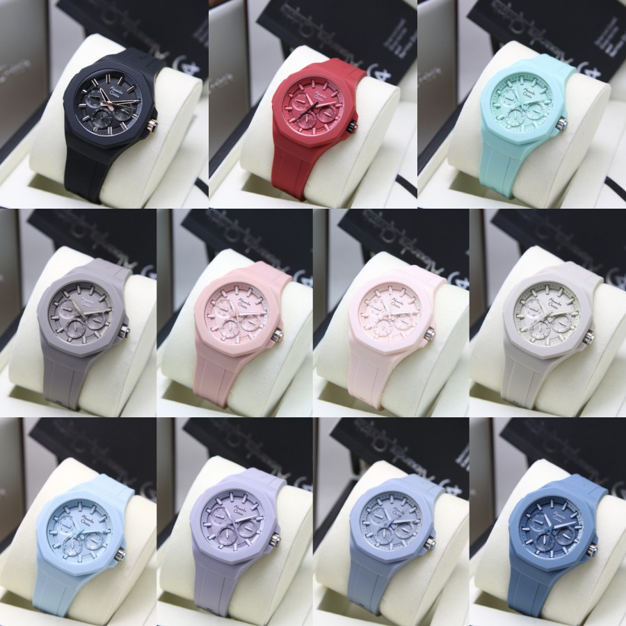 [Free Baterai] JAM TANGAN WANITA ALEXANDRE CHRISTIE AC 6590 RUBBER ORIGINAL GARANSI RESMI 1 TAHUN