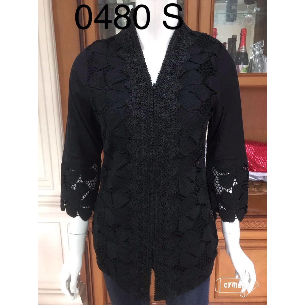 0480 kebaya full brukat depan premium hitam size s