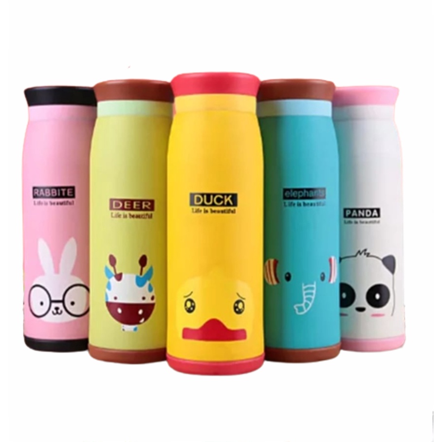 Termos 500ML Karakter Unik Cute Animal Stainless Steel-Thermos Thumbler Kartun Animal Stainless Steel 500ML-Tumbler Botol Minum Kuat Tahan Lama Bermotif Hewan Untuk Air Panas Dingin