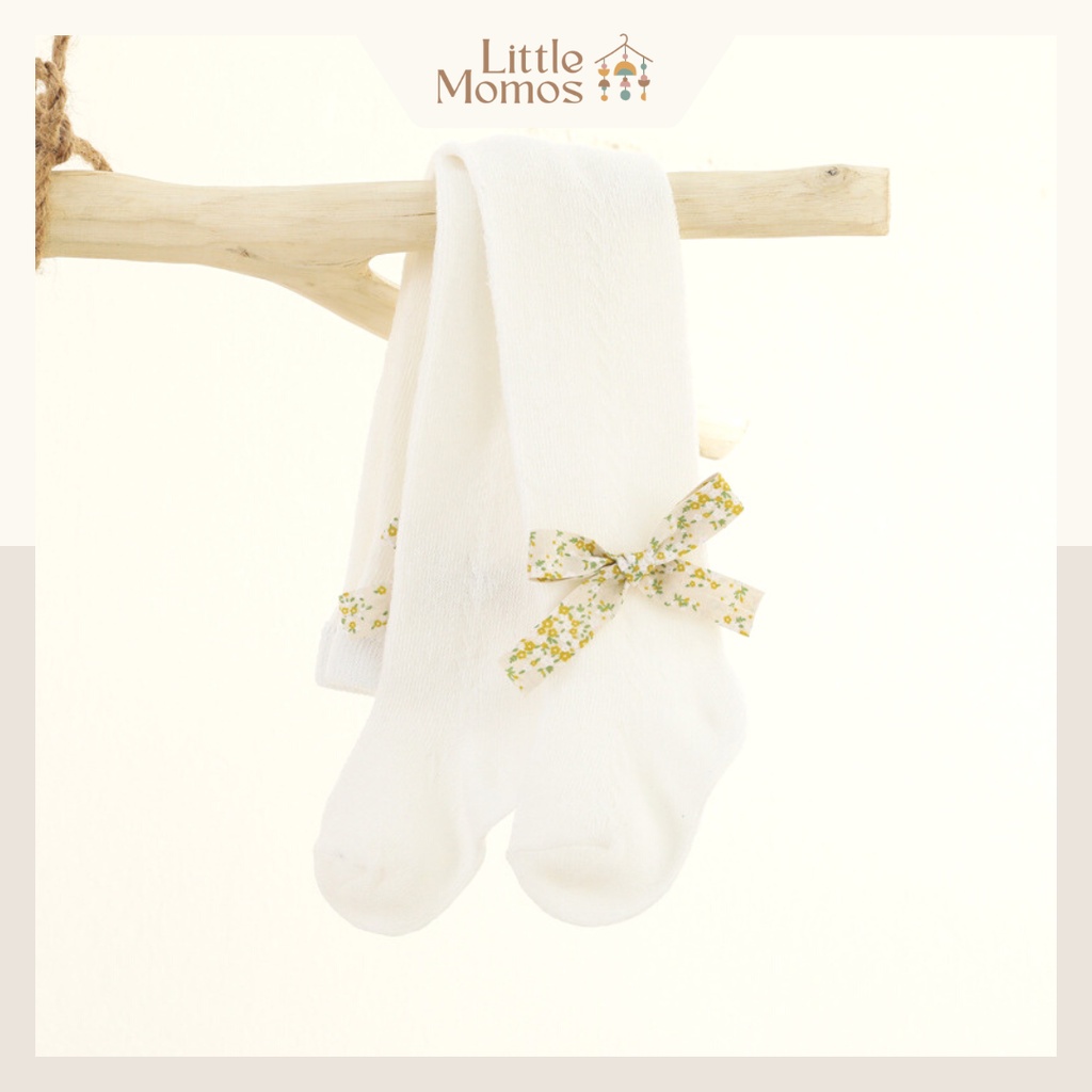 Little Momos Legging Bayi Premium Pita 0-1 Tahun / Stocking Bayi Ribbon Flower Motif / Celana Anak Bayi Perempuan