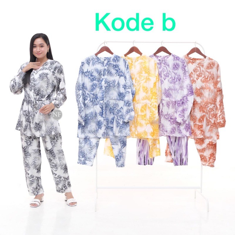 1 KG 4 PCS | TIEDYE ONE SET RAYON / SANSA TIE DYE DAILY SET / BASIC TIE DYE SETELAN RAYON