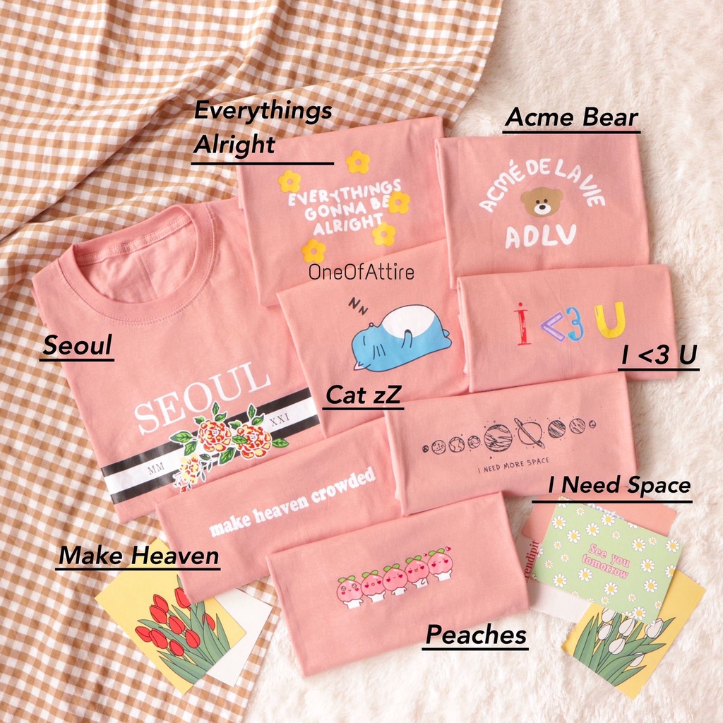 KAOS WANITA DUST PINK / PEACH / ROSE EDITION / NYAMAN ALLSIZE / OVERSIZE /KAOS BAHAN ADEM/KAOS LUCU/