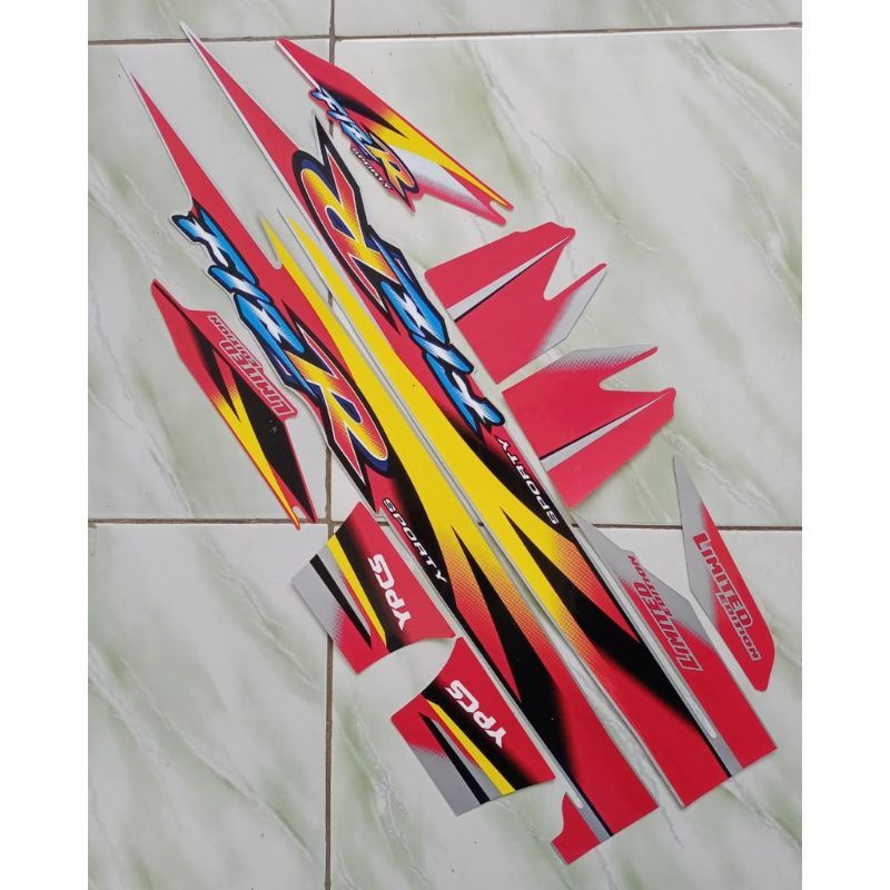 Striping F1ZR LE 1999 2000 lis stiker standar Ori Yamaha F1ZR LE merah silver stiker Ori f1zr sporty