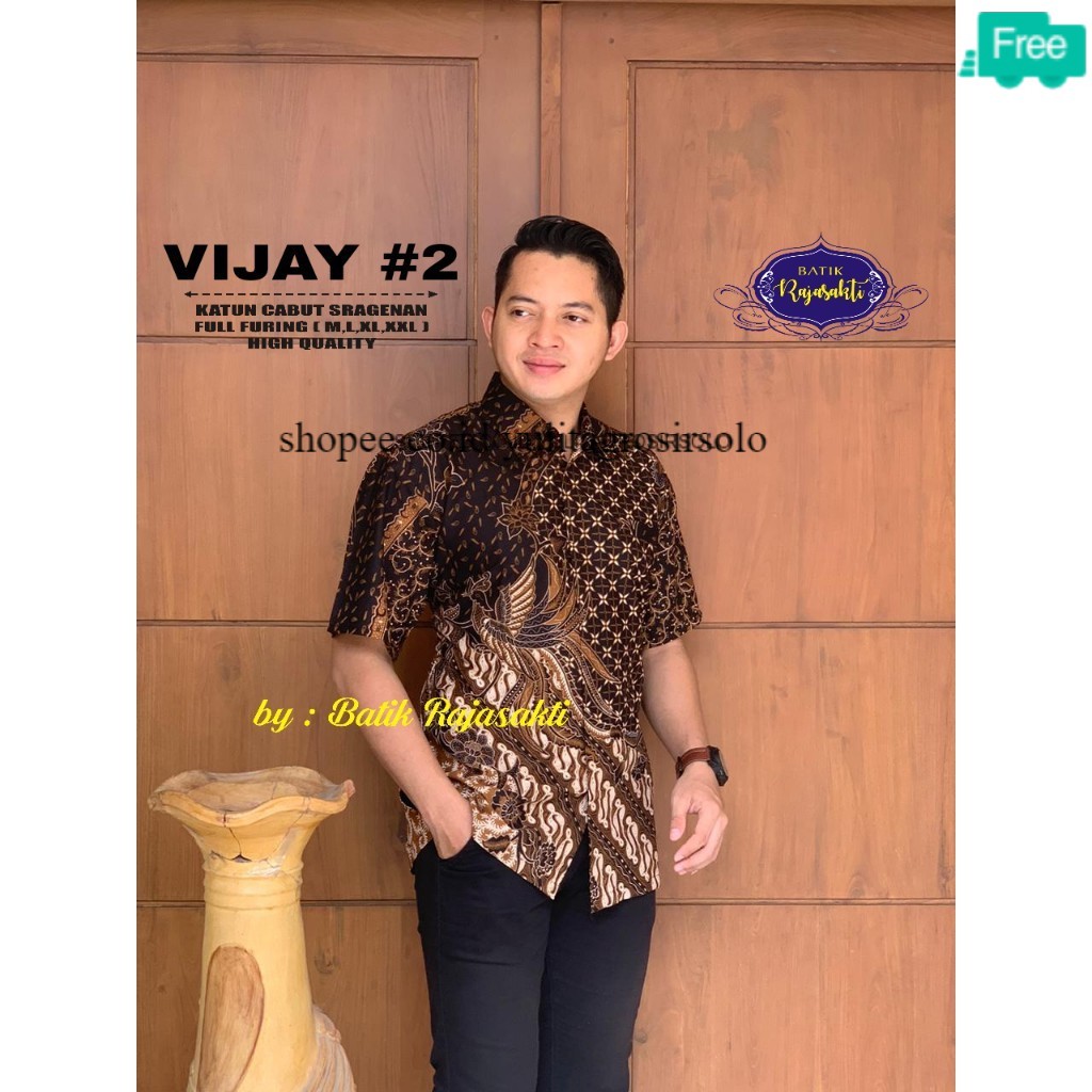 Premium Full Furing Kemeja Batik Pria Big Size Lengan Pendek solo Slim Fit Jumbo S M L XL XXL XXXL
