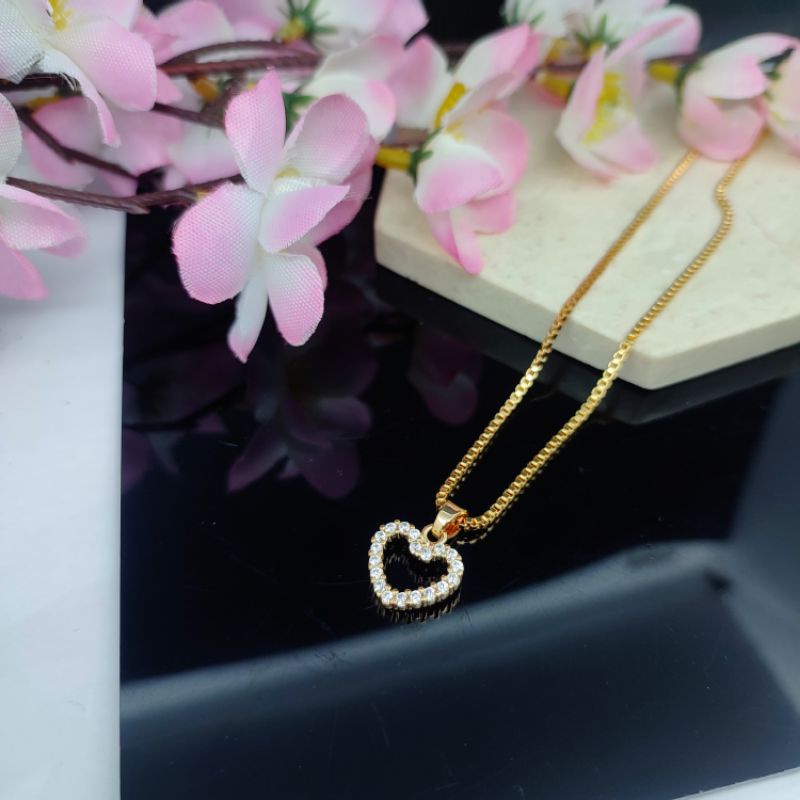 Kalung Yaxiya love full permata Perhiasan anti luntur