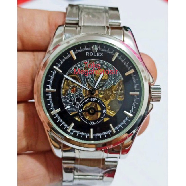 Jam Tangan Pria Rolex Automatic Rolex Rantai Jam Otomatis  Silver Transparan Bahan Bagus
