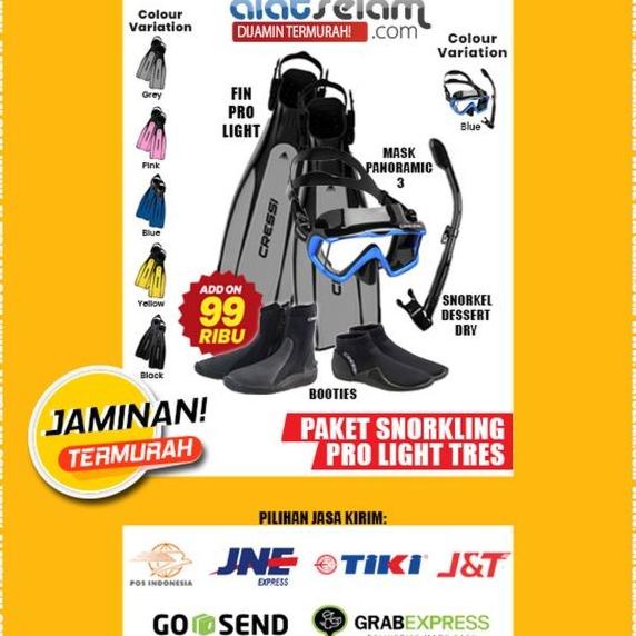 Paket Snorkling/Diving Open Heel Cressi Pro Light / Fin Prolight Tres