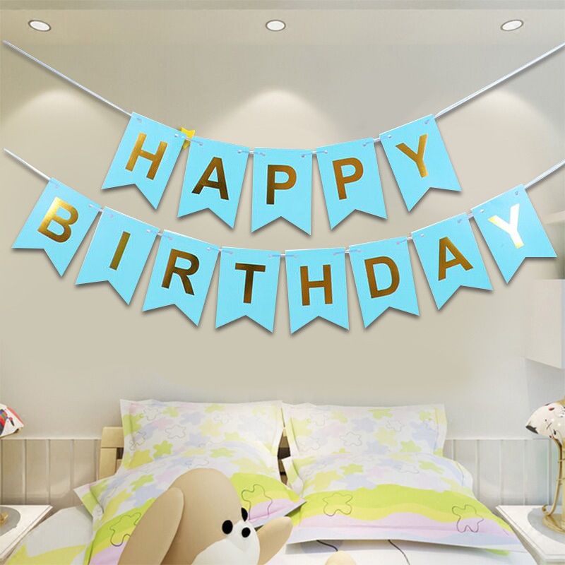 Banner Happy Birthday Warna Warni Backdrop Pesta Bendera Bunting Ultah Segilima Banner Tulisan