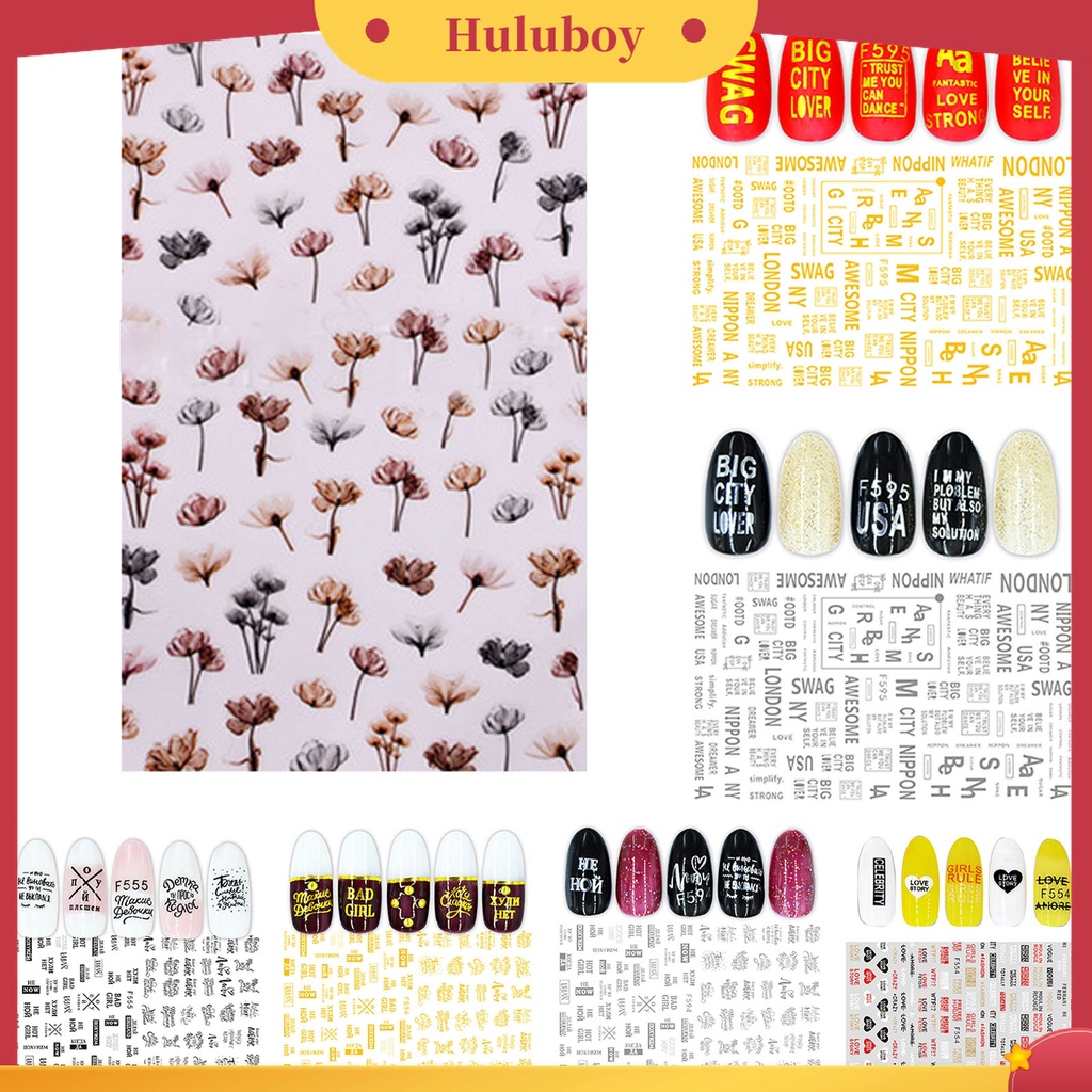 Huluboy Huluboy♡ Stiker Kuku 3D Motif Kartun Bunga Butterfly Untuk Manicure