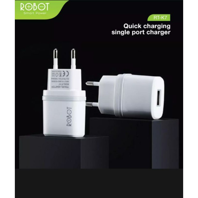 ROBOT RT-K7 Quick Charge Output 5V/1A Fireproof Charger White