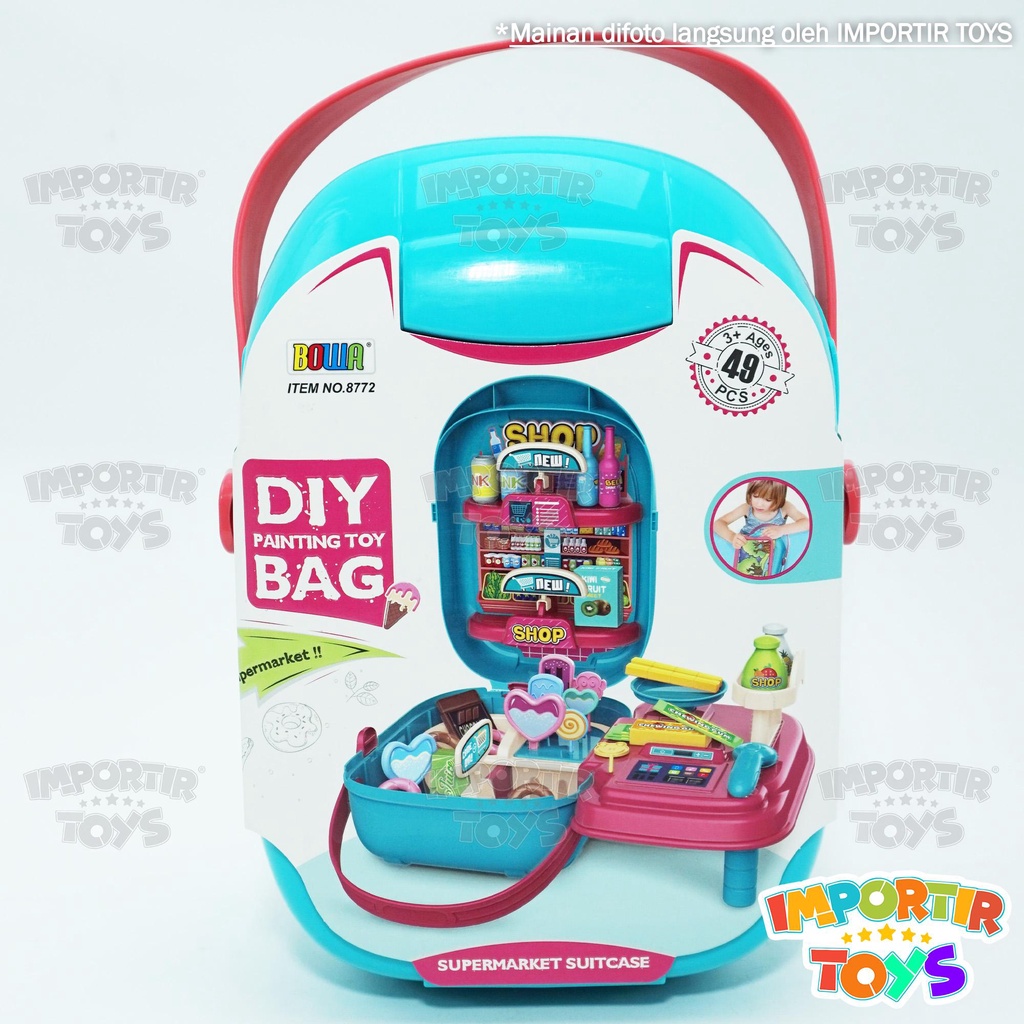 Mainan Anak Perempuan Supermarket Set Tas Kids Toys DIY Bag