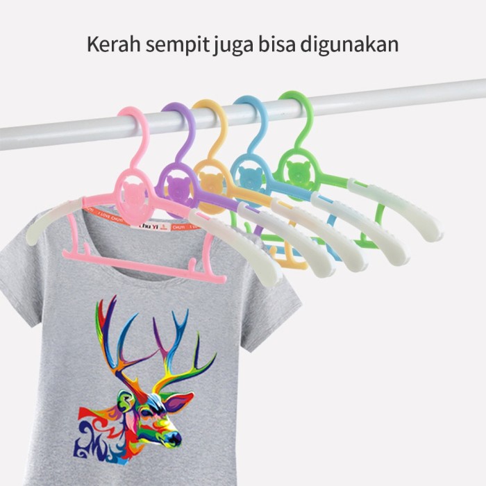 Hanger Baju bayi dan anak bisa memanjang – AC 43 – Tempat Gantungan Jemuran plastik untuk Baju celana  handuk  gurita gerita grita  rak lemari dinding perlengkapan bayi dan anak stand folding hanger lipat anger kapstok gantungan baju hook