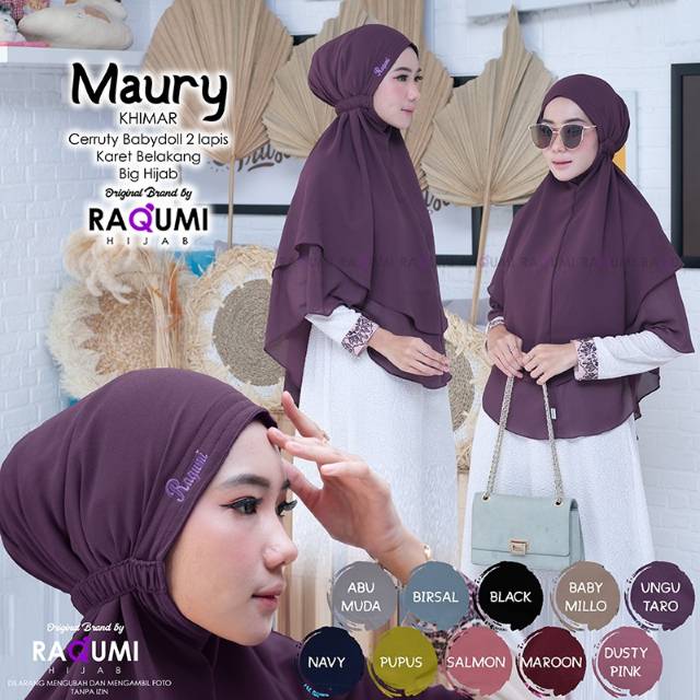 (TERBARU) MAURY KHIMAR CERUTY TALI KHIMAR l JILBAB l   HIJAB INSTAN TERMURAH ORI By RAQUMI X MNV