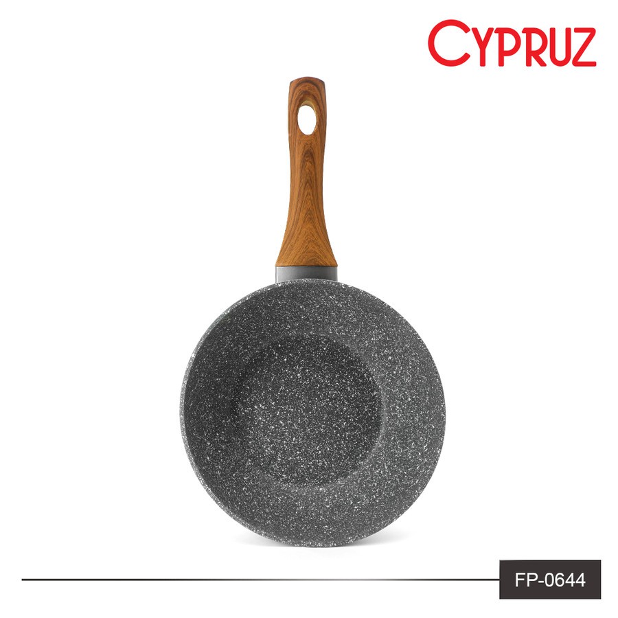 Cypruz FP-0644 Fry Wok Marble Bakelite Kayu 28cm