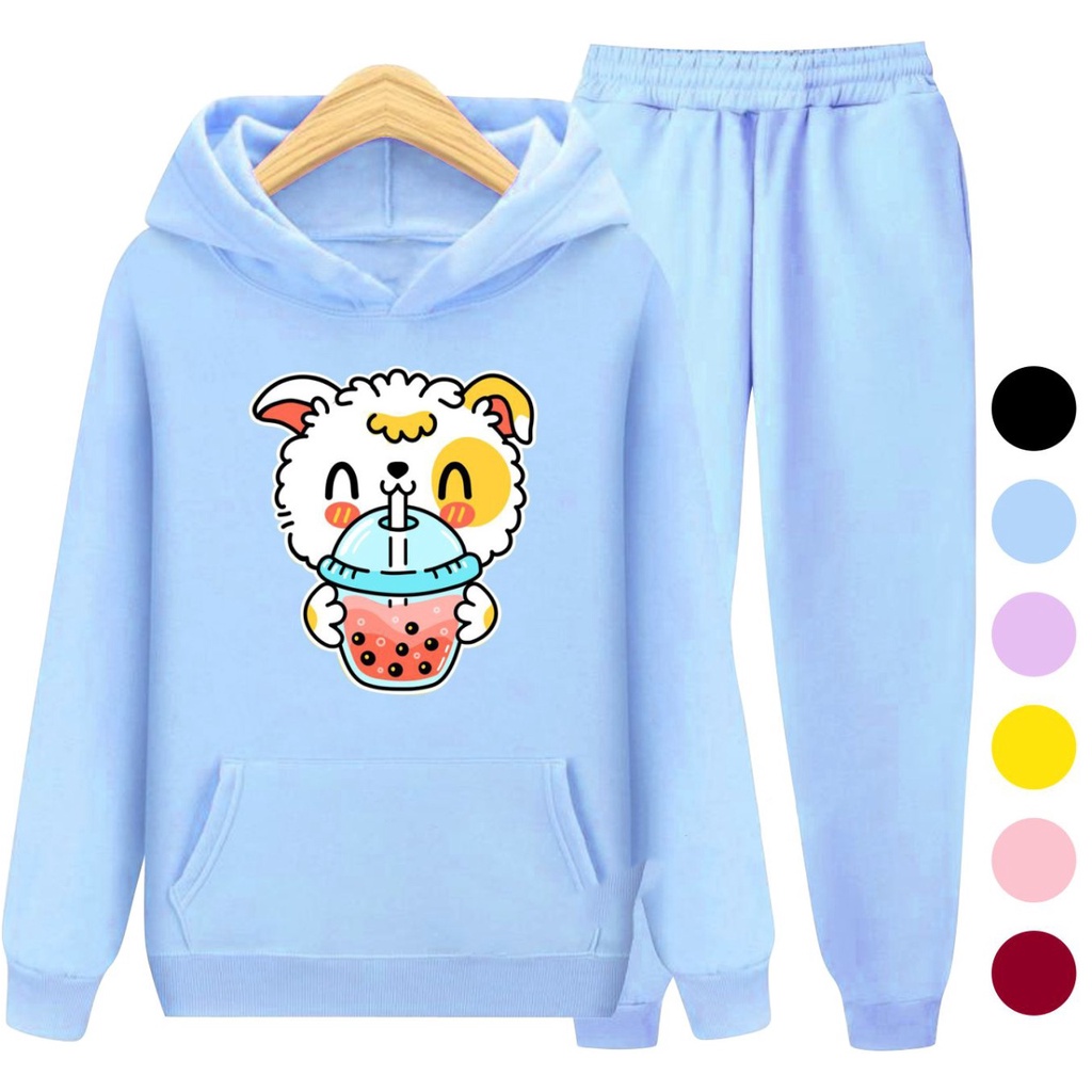 Setelan Sweater Anak + Celana Motif BOBA / Baju Setelan Sweater Anak Perempuan