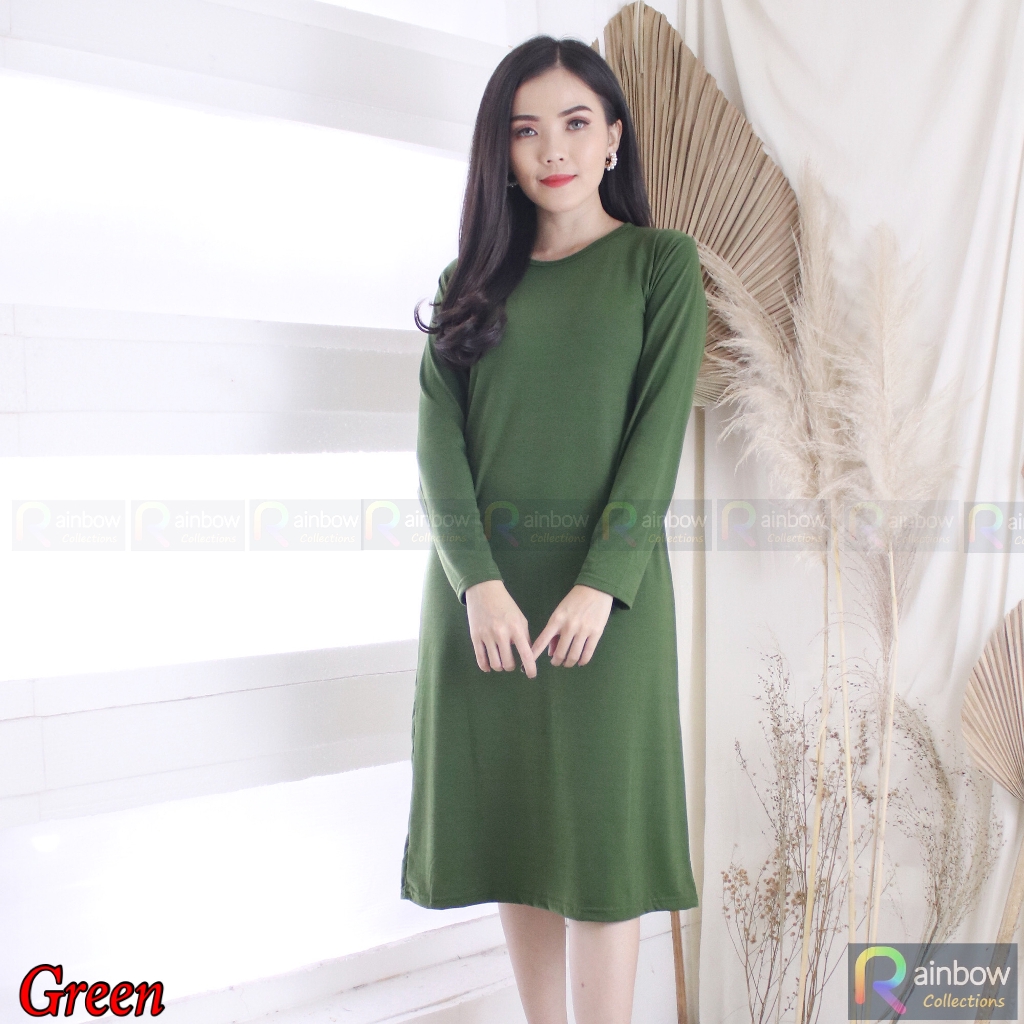 DRESS / LONG DRESS MAVY MAXI POLOS SPANDEX SOFT - TANGAN PANJANG