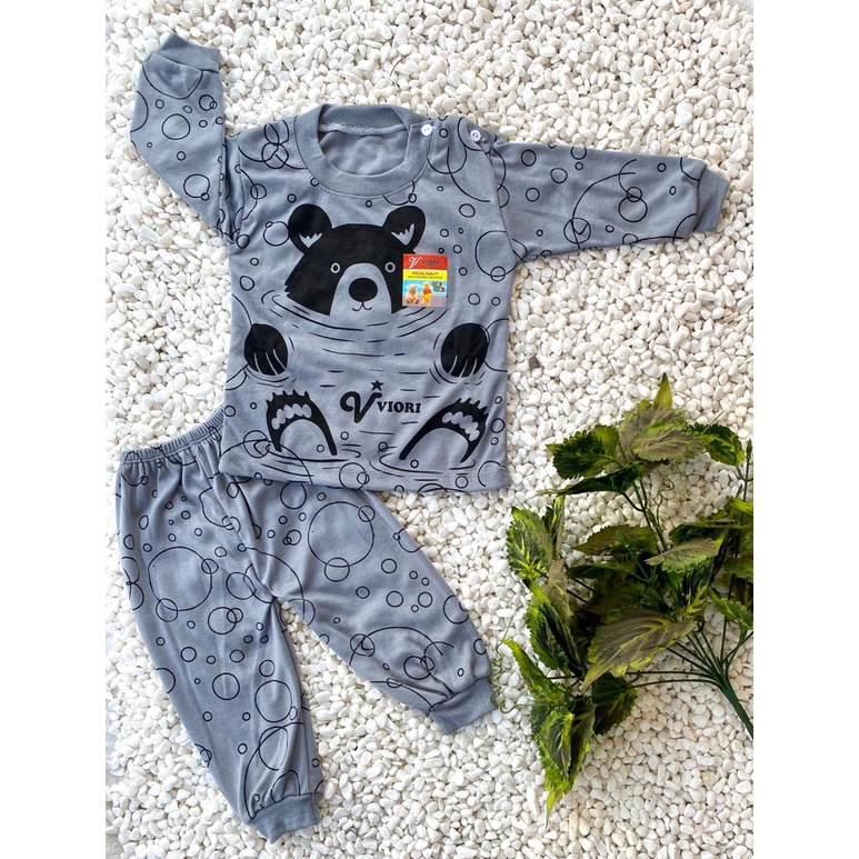 stelan baju bayi laki laki perempuan murah lucu motif swimming bear PANJANG 3-18 bulan (ONE SIZE)